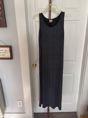 Vintage Sleeveless Black Textured Maxi Dress by The attic